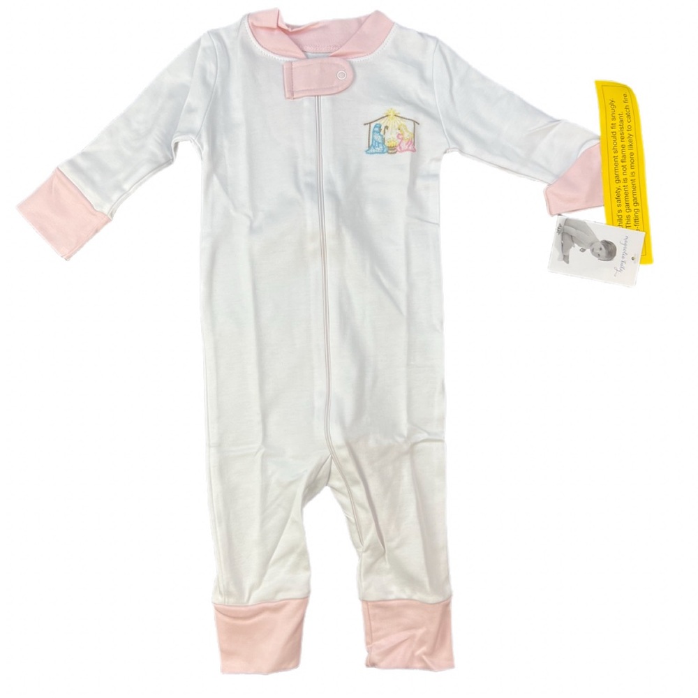 NWT MAGNOLIA BABY Joy to the World Embroidered Zippered Pajamas - 9M
